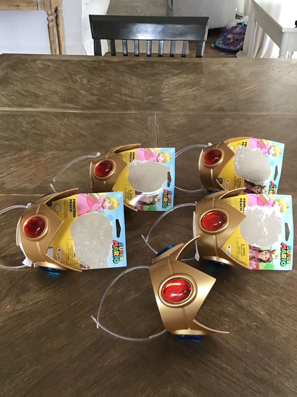 Super Mario Princess Peach crown featuring red and blue gems. Lot of 5